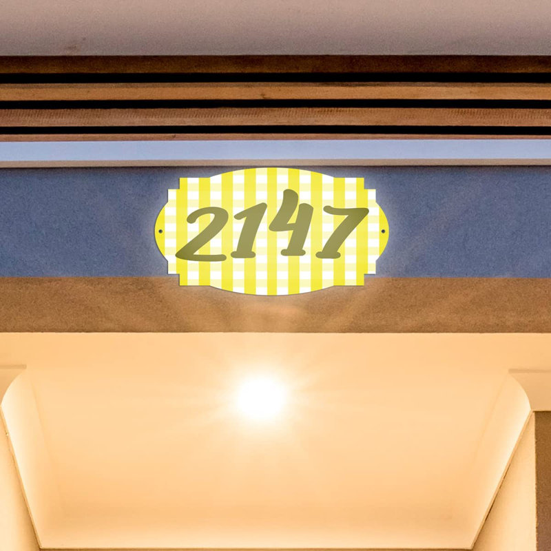 Plaque d'adresse murale sur 1 ligne, Jaune, Oui