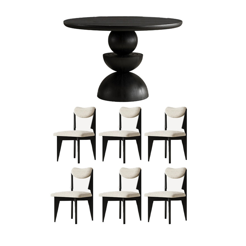 Ensemble de table ronde Creative en bois massif, H 29,52 po x L 47,24 po x l 47,24 po