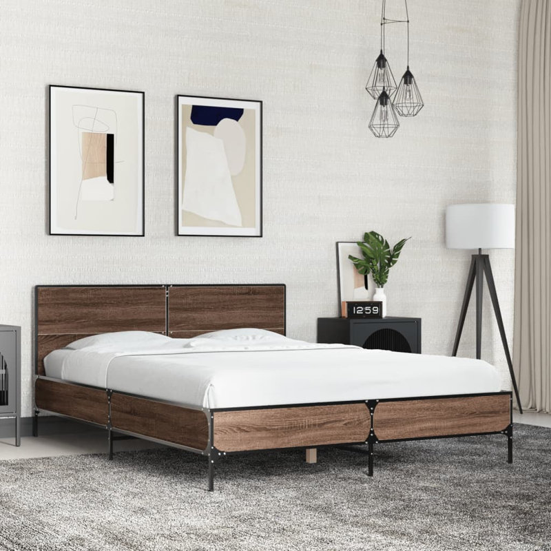 Adamek Bed, Small Double (4'), Brown Oak