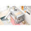 Lit superposé simple gris avec glissière amovible et, option d'économie d'espace pour les petites chambres à coucher, lit en bois de pin, facile à installer, tête de lit à rayures verticales de couleur intégrée, structure, convenable