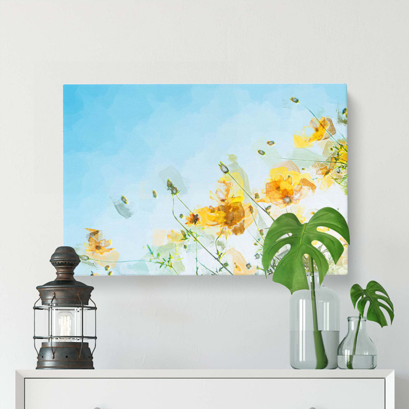 Yellow Flowers In Abstract - Wrapped Canvas, 40cm H x 60cm W x 3cm D