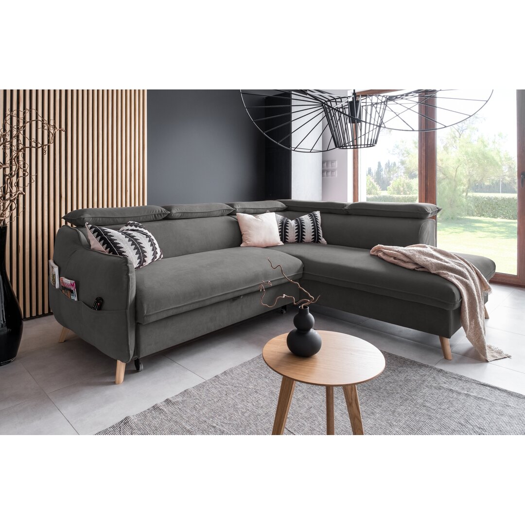 Ecksofa Henry aus Samt mit Bettfunktion