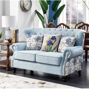 Simple Casual Blue Fabric Sofa