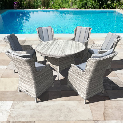 6 - Person Patio Dining Set with Round Table , Cushions Included