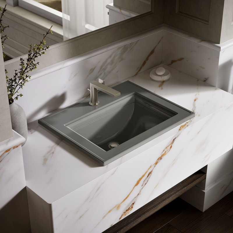 Memoirs® Stately Drop-in Bathroom Sink, Single Hole, Thunder Gray