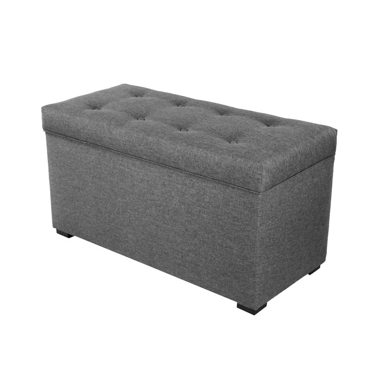 Raburn Upholstered Storage Bench, Dark Gray
