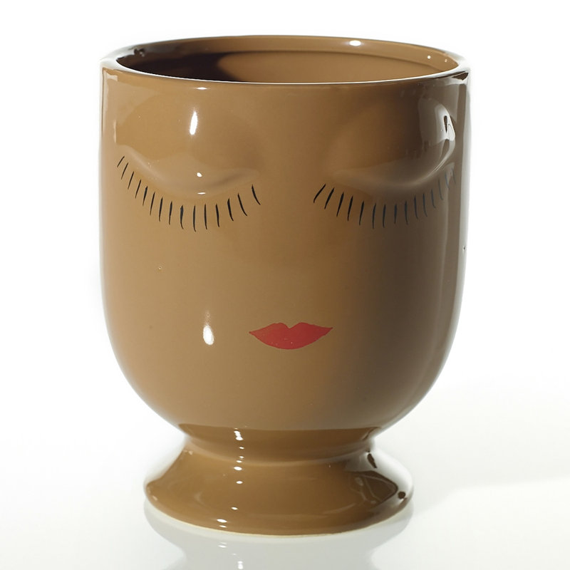 Pot intérieur / extérieur en céramique, H 6,75 po x l 6,75 po x P 5,5 po, Caramel