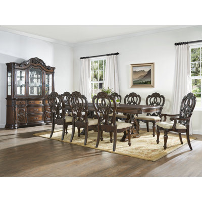 Arvo - Person Extendable Solid Wood Top Double Pedestal Dining Set