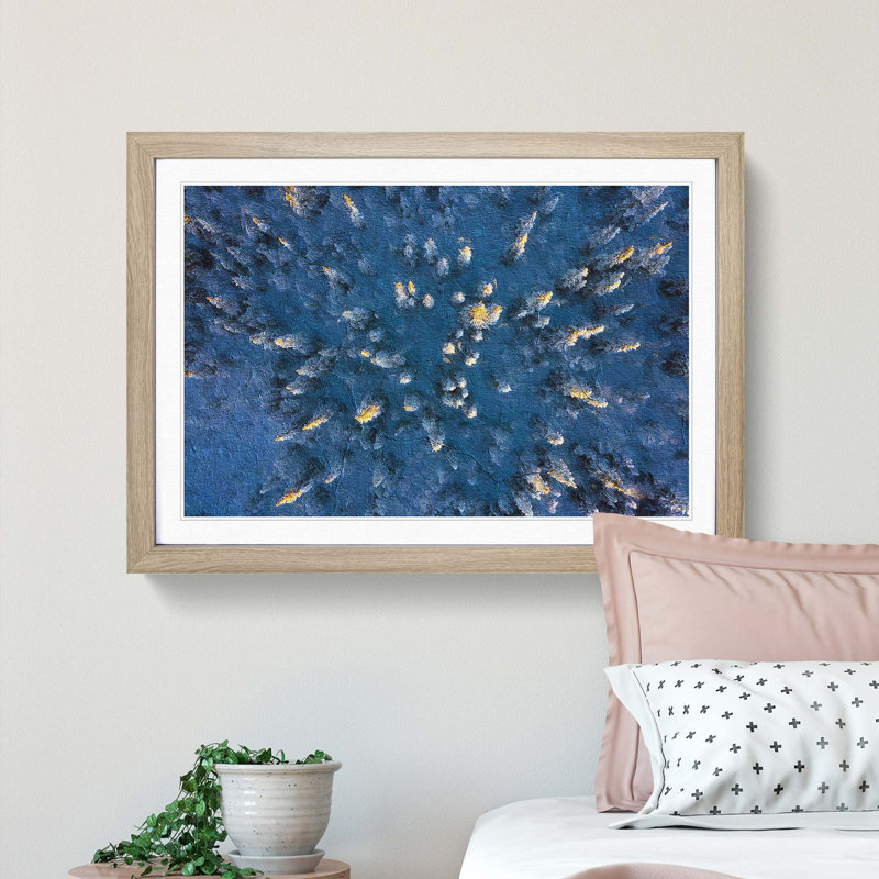Snow Covered Forest - Picture Frame Painting Print, 27cm H x 36cm W x 2cm D, Oak Framed
