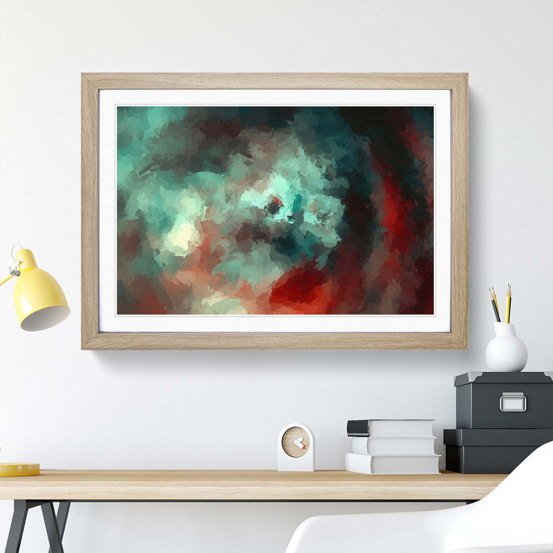 Remember the Flowers in Abstract - Picture Frame Painting Print, 36cm H x 48cm W x 2cm D, Oak Framed