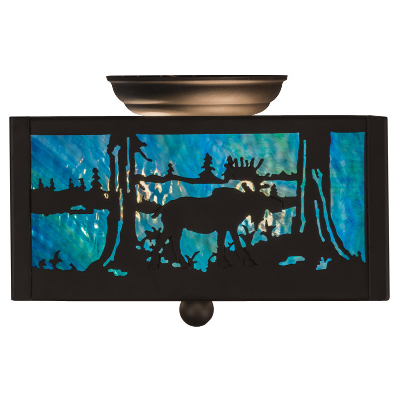 2 - Light Semi Flush Mount, Clear Frosted
