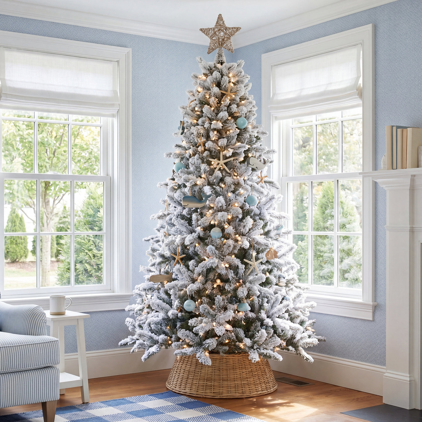 Frosted 7.5' Pre-Lit Pine Christmas Tree