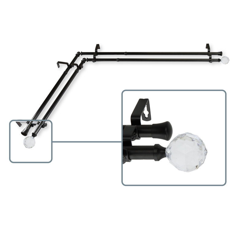 Tringle à rideaux double Ernberg, L 120 po x l 70 po, Noir