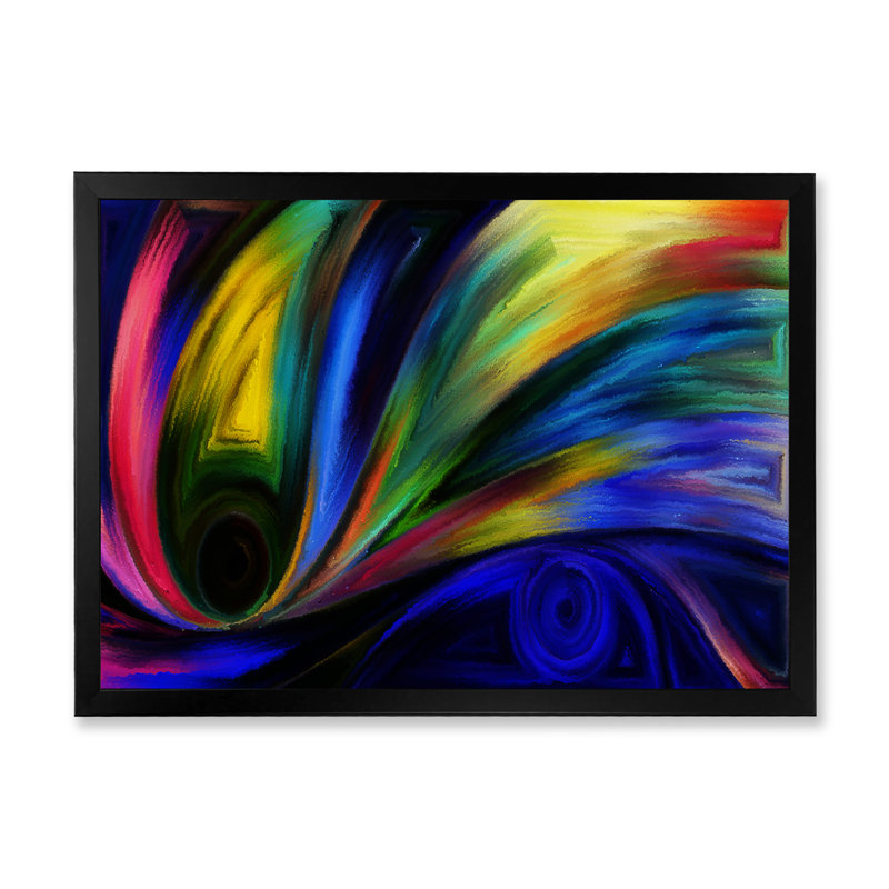 Ink Curve Flow - Print on Canvas, Black Picture Framed, 8" H x 12" W x 1" D