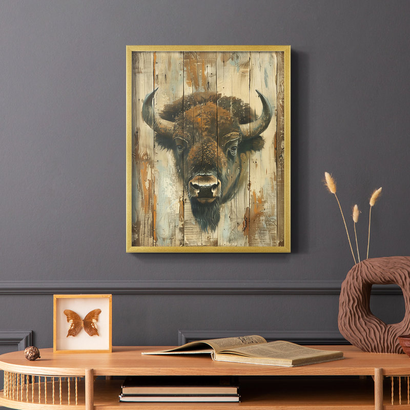 ANIMALS Series CDXCVII - Reproduction encadrée de qualité supérieure - Prêt à être accroché - Aucun clou requis, Doré