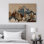 «Rustic Mountain Peaks with Pine Forest and Warm Sun», reproduction d'art sur toile encadrée très grande