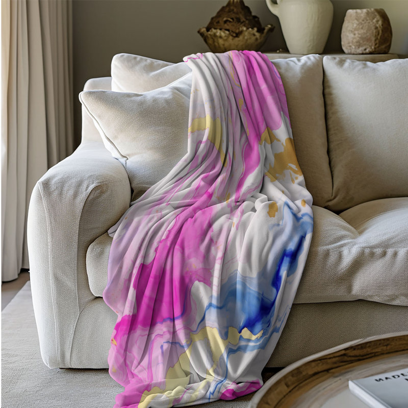Sparkling Marble - couverture sherpa de qualité supérieure 1 pièce, Lit simple