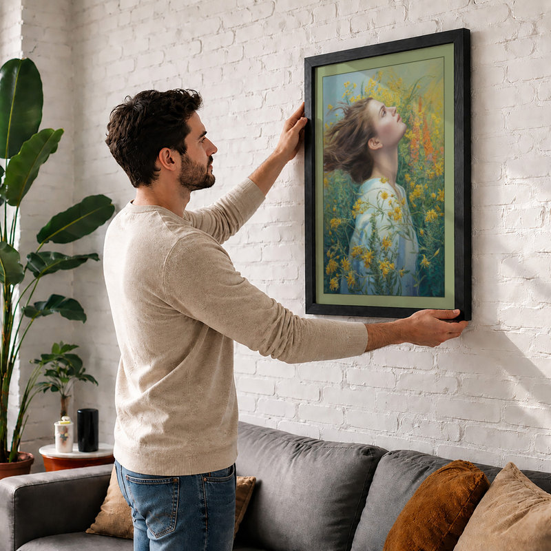 Reverie Among Blooms Boho - Framed Print, A2 - 59.4 x 42.0 cm, Walnut
