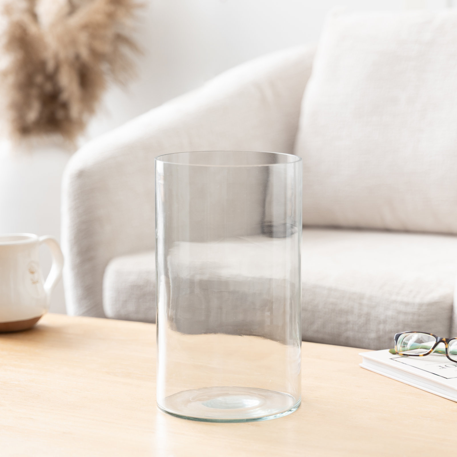 Glass Table Vase, 10" H x 6" W x 6" D