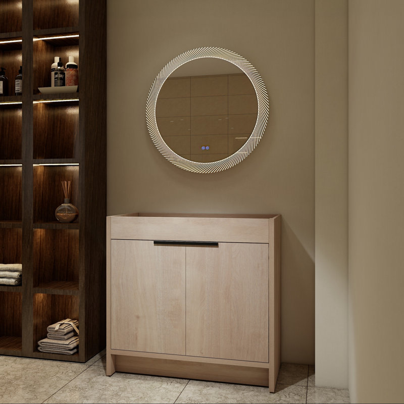 Base de meuble-lavabo 36 po avec portes à fermeture en douceur, Chêne clair uni