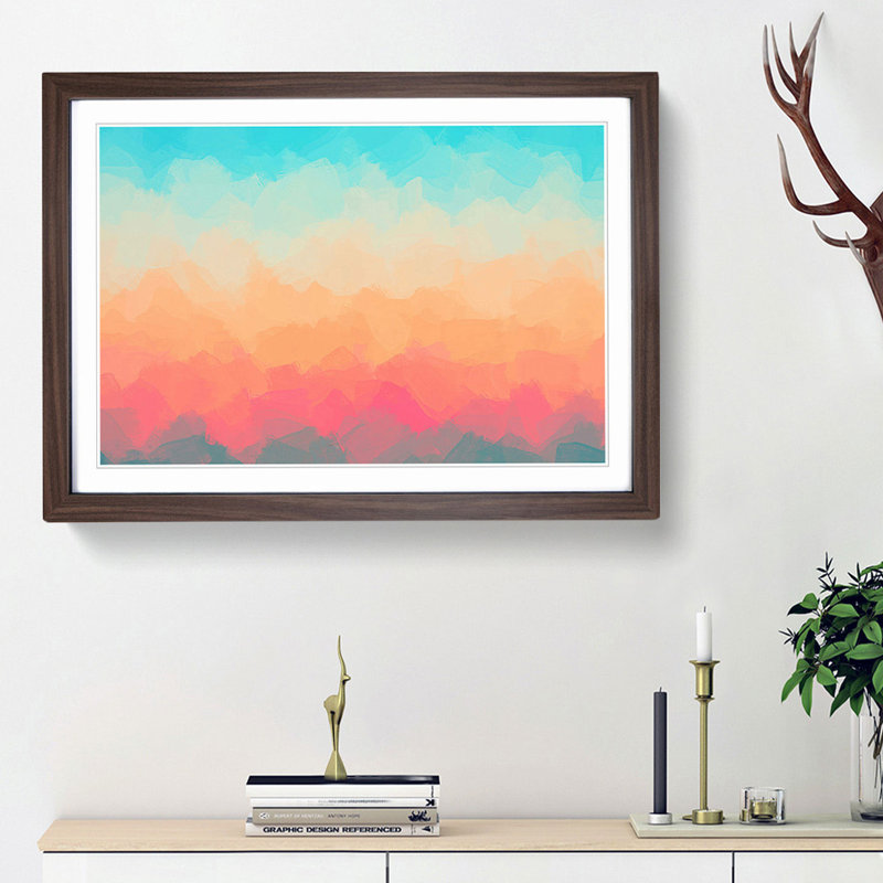 Colourful Sky in Abstract - Picture Frame Graphic Art Print, 48cm H x 65cm W x 2cm D, Walnut Framed