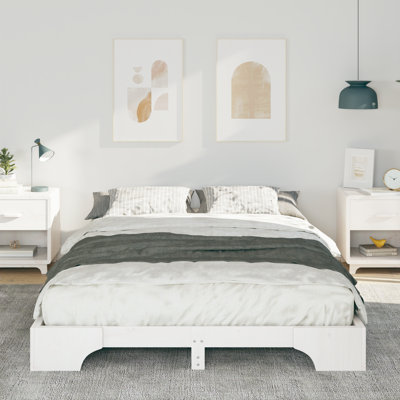 Floor Bed Frame With Storage Solid Pine Wood