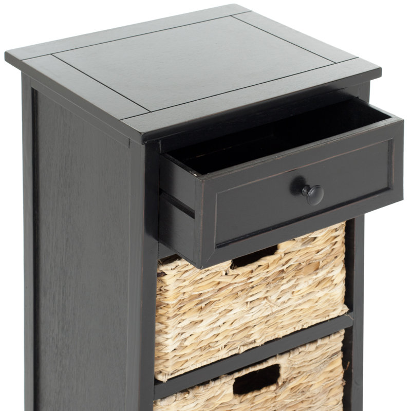 Painswick Solid Wood 3 - Drawer End Table, Distressed Black