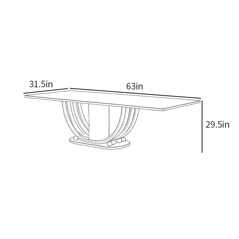 Modern sintered stone top dining table, 29.5"H x 63"L x 31.5"W