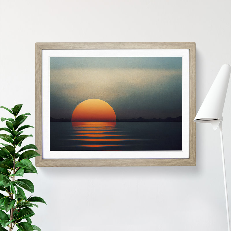 XH1022-2373X Cosmopolitan Seascape At Sunset - Single Picture Frame Print, 46cm H x 64cm W x 2cm D, Oak Framed