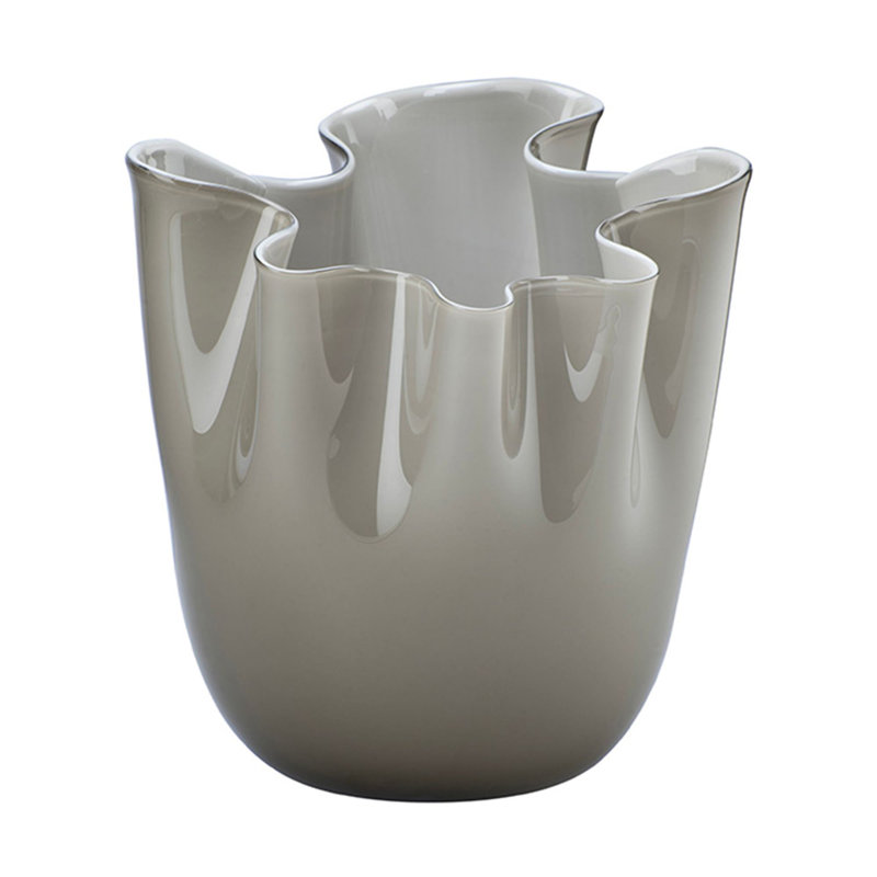 Venini Fazzoletto Vase, 12.2" H x 9.06" W x 9.06" D, Gray