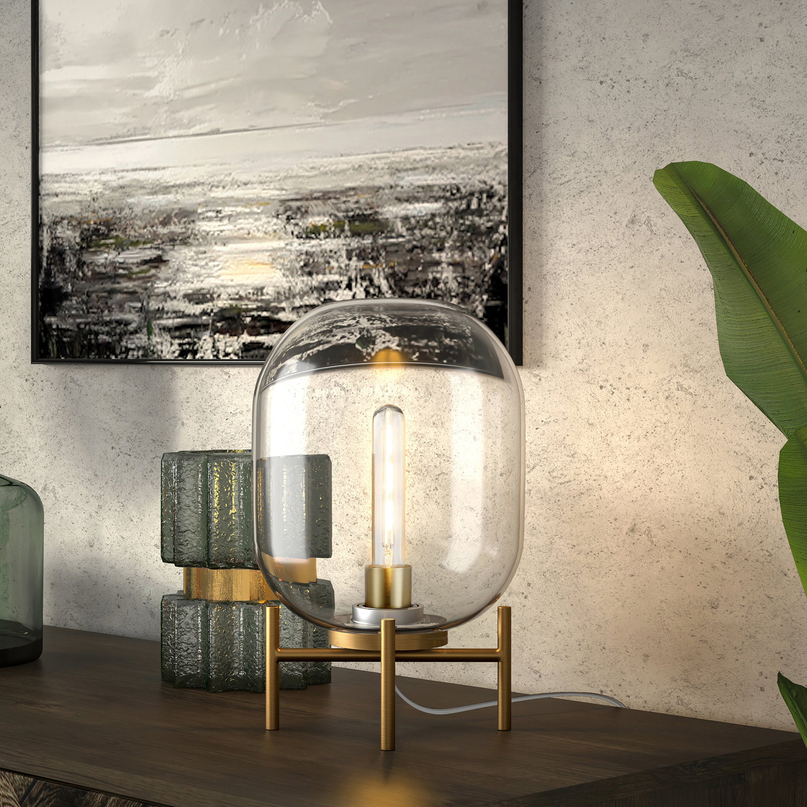 Danae Metal Novelty Lamp, Gold, Clear