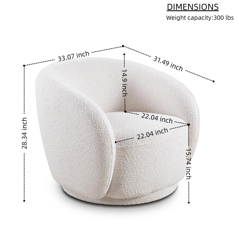 33'' Soft Upholstered Single-person Swivel Chair Set, Suitable For Living Rooms And Bedrooms(set Of 2), White