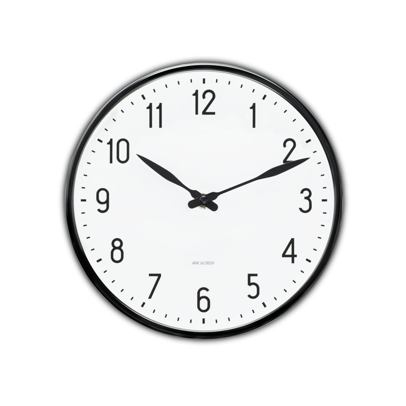 Station Metal Analog Wall Clock, Medium, Black/White