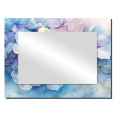 Hortensia dans l'aquarelle délavée de l'encre mauve II - miroir décoratif traditionnel