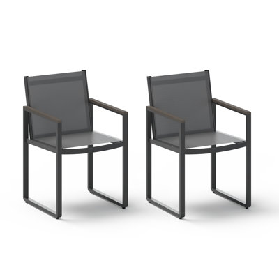 Fauteuil de salle à manger d'extérieur Alora en aluminium avec assise en maille Textilène, capacité de charge de 159 kg