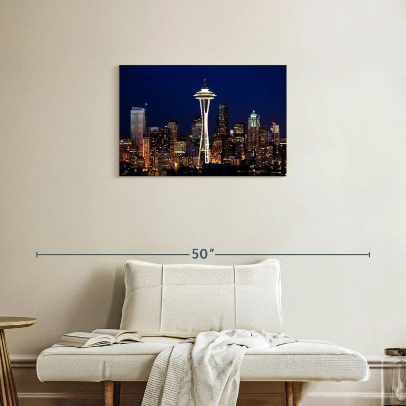 Ravi Seattle Night Cityscape, 20" H x 30" W