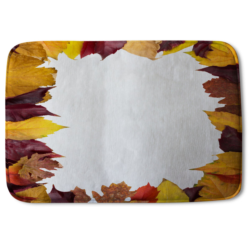 Aiva Non-Slip Bath Rug, Orange/Brown Floral 9