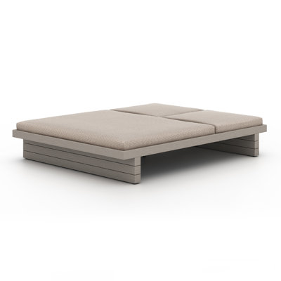 Chaise longue longue inclinable en teck de 78,75 po avec coussins