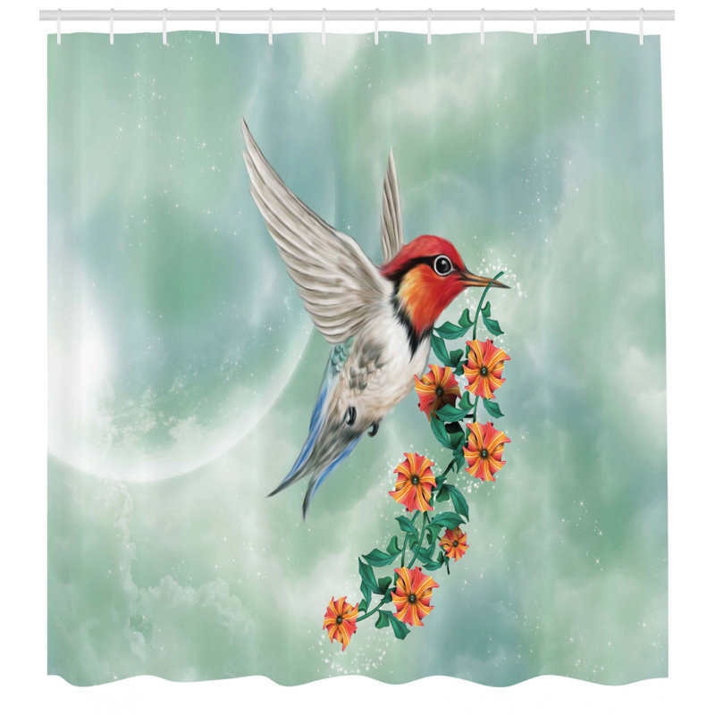 Ensemble de rideau de douche et crochets Hummingbird, H 70 po x l 69 po