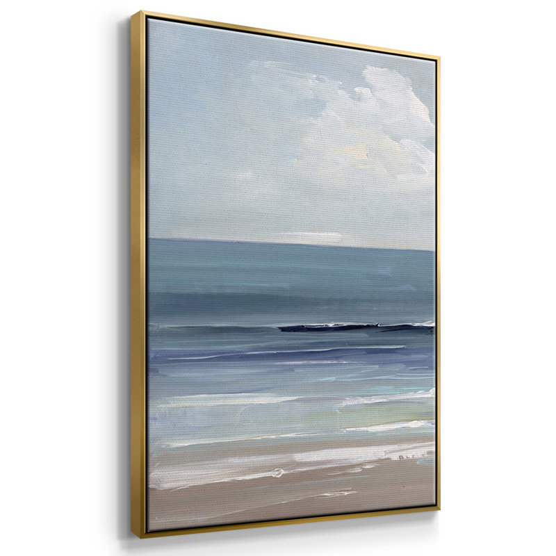 "Shore" II - Reproduction de cadre flottant 3 pièces sur toile, Or, H 24 po x l 48 po x P 2 po