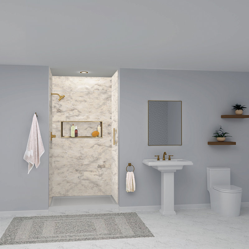 SaraMar Sand Creme Velvet 48'' x 96'' Glue Up Shower Wall Panels