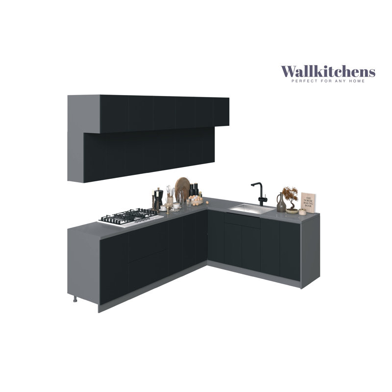Kitchen Radiance Collection White Gloss Colour Base Size 9Ft Wide, Grey