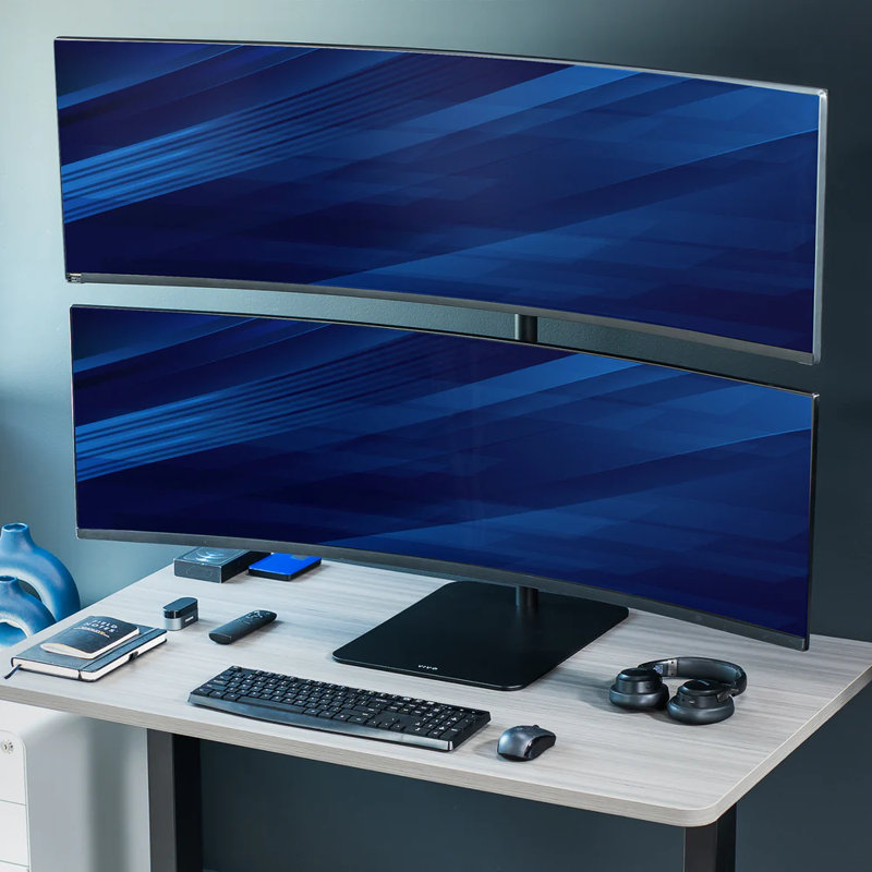 Support de bureau Vivo Dual Ultrawide, support pour 2 écrans d'ordinateur jusqu'à 49 "