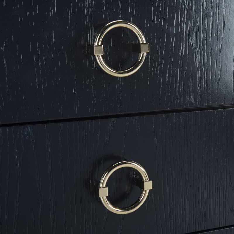 Table de chevet à trois tiroirs Longhin, Bleu marine
