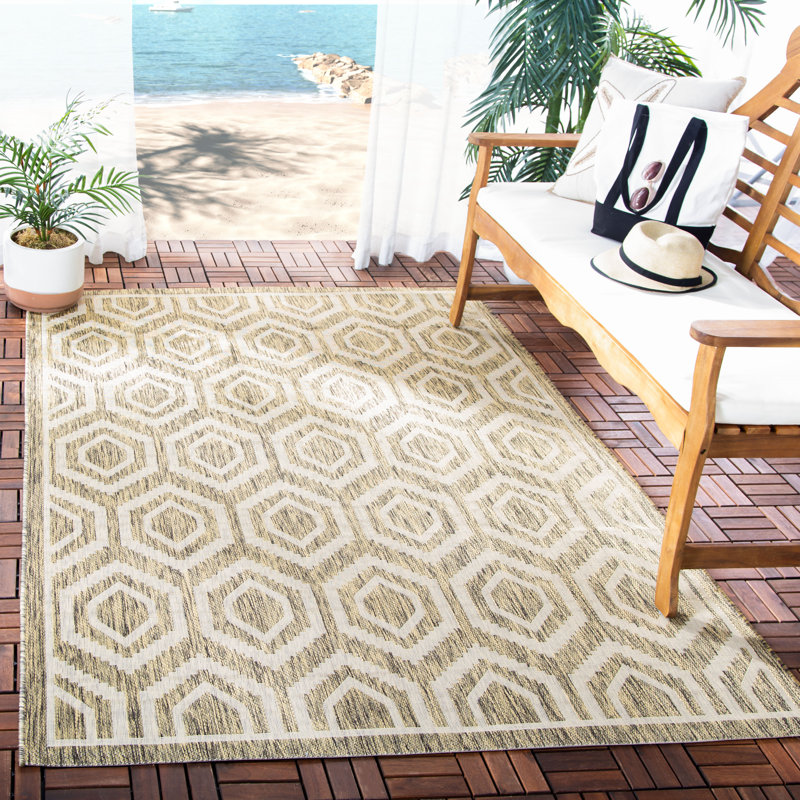 Tapis d'intérieur / extérieur à motif géométrique Deedrick, Rectangle 5 pi 3 po x 7 pi 7 po