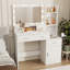 Functional Dressing Table With Open Shelves And Drawers For Bedroom Elegant Makeup Space