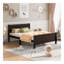 Grand lit plateforme en bois avec tête de lit et lattes de bois (espresso)