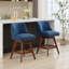 Tabouret de bar pivotant à hauteur de comptoir, ensemble de 2 tabourets de bar rembourrés à hauteur de siège de 26 po de hauteur, tissu bleu-130066352