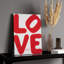 Bold Red LOVE Text, Inset Wooden Frame Wall Art, 16 X 20