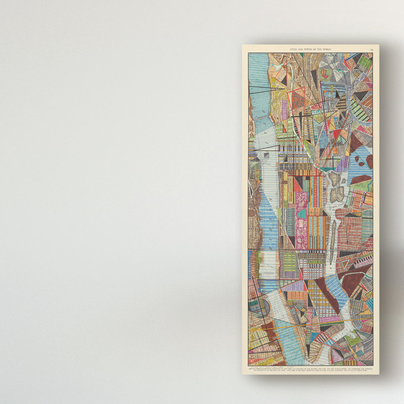 « modern map of new york iii », impression sur toile tendue, H 32 po x l 14 po x P 2 po